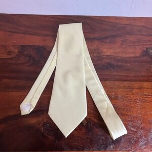 Kai Long Mens Pale Yellow 100% Silk Hand Made Classic Textured Necktie 4 Inch